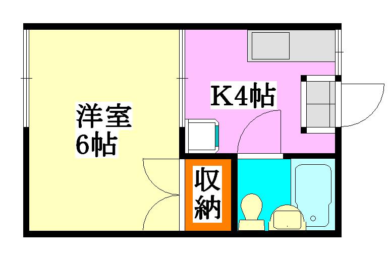 ファミーユ津田沼F(1K/2階)の間取り写真