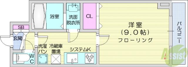 アーバンヒルズ国見(1K/5階)の間取り写真