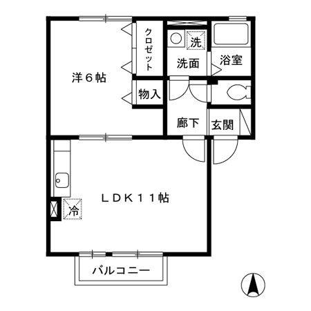 ファシネプレジオ(1LDK/2階)の間取り写真