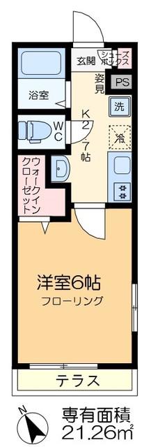 メゾンケアキ(1K/1階)の間取り写真