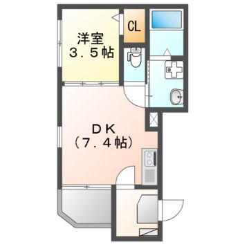 エルクレスト吹田(1DK/3階)の間取り写真