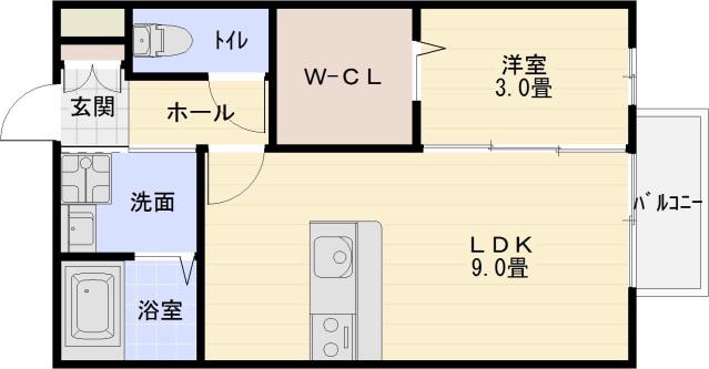 メルベーユ(1LDK/2階)の間取り写真