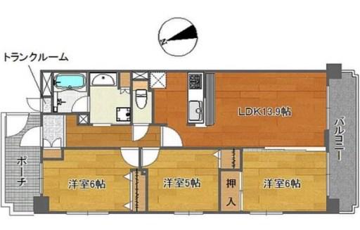 ライオンズマンション東大島第2(3LDK/2階)の間取り写真