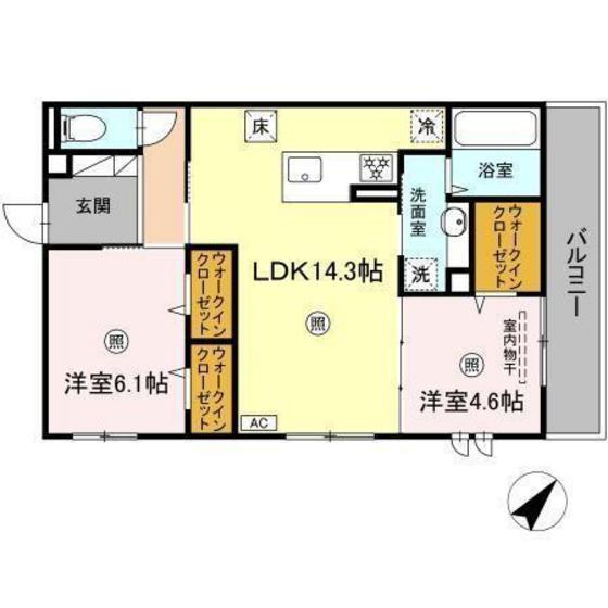 ソラリア(2LDK/1階)の間取り写真