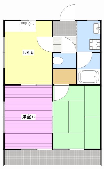 オレンジハウスB(2DK/1階)の間取り写真