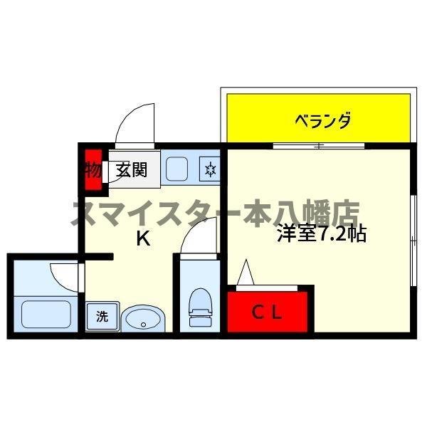 ウエストヴィレッジ(1K/1階)の間取り写真