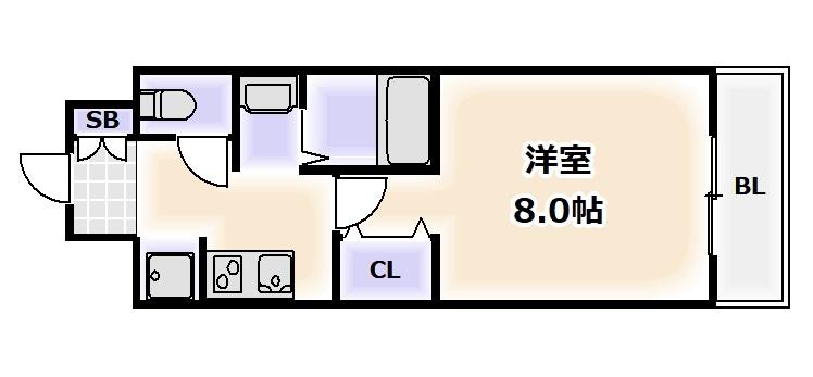 シャトー桜川(1K/2階)の間取り写真