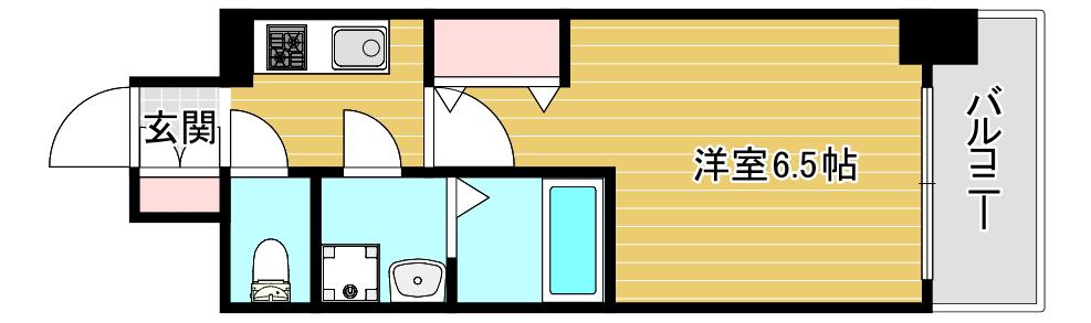 ワールドアイ難波CITY GATE(1K/6階)の間取り写真