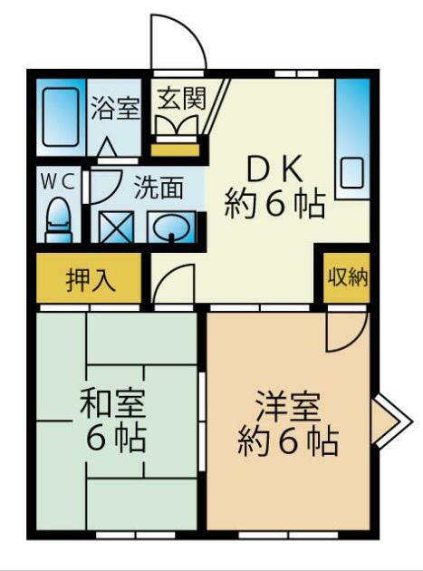 りばぶるCO-WA(2DK/2階)の間取り写真