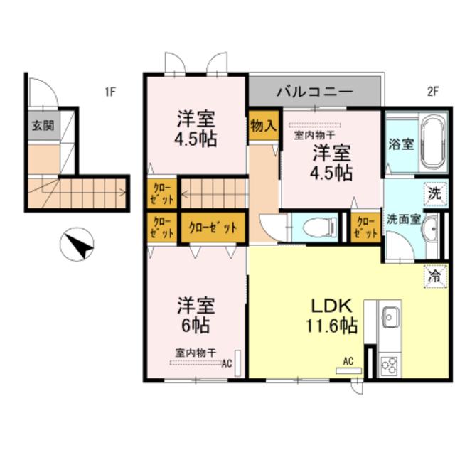 ヴァンベール U(3LDK/2階)の間取り写真