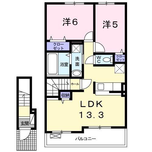 ルーチェ・フロイデ(2LDK/2階)の間取り写真