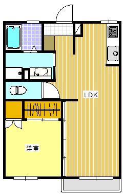 メゾン大栄B(1LDK/2階)の間取り写真