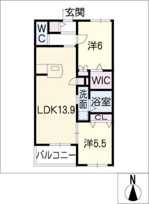 DIX-SEPTANGES東棟(2LDK/2階)の間取り写真