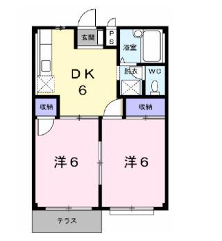 シティハイツ佐藤A(2DK/1階)の間取り写真