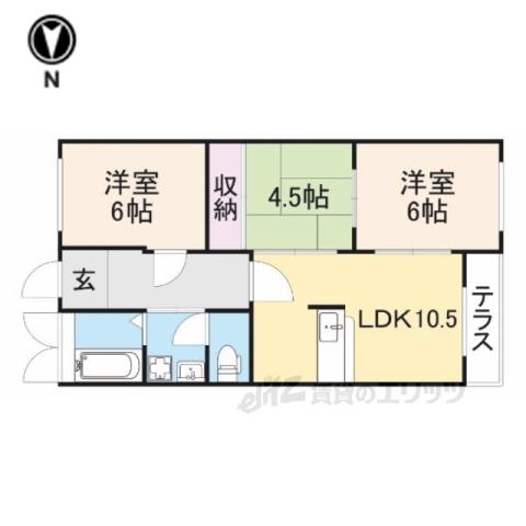 ビューテラス元陣(3LDK/1階)の間取り写真