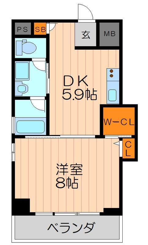 ブランミュール文の里(1DK/2階)の間取り写真
