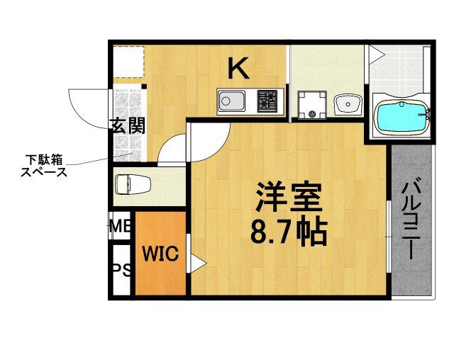 フジパレス水明公園西(1K/3階)の間取り写真