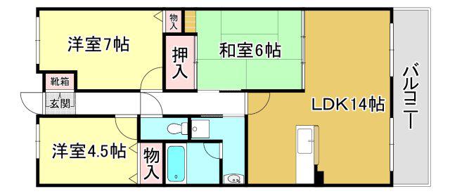 アルトピアーノ仰木の里(3LDK/2階)の間取り写真