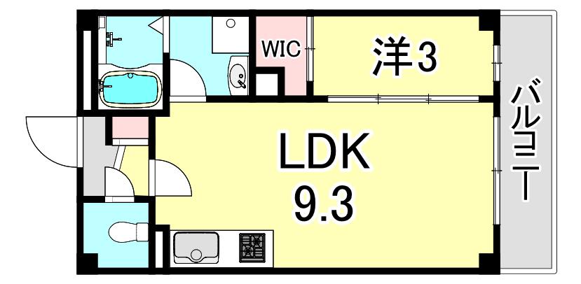 ルクス西宮北口(1LDK/3階)の間取り写真