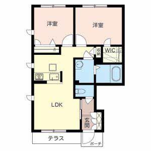メゾン心(2LDK/1階)の間取り写真