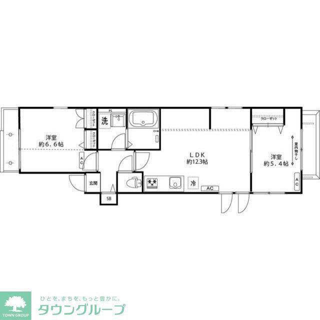 SUN HEIGHTS富士見台(2LDK/1階)の間取り写真