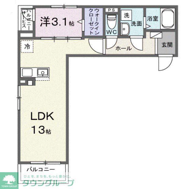 ヒカルサ川越霞ヶ関(1LDK/2階)の間取り写真