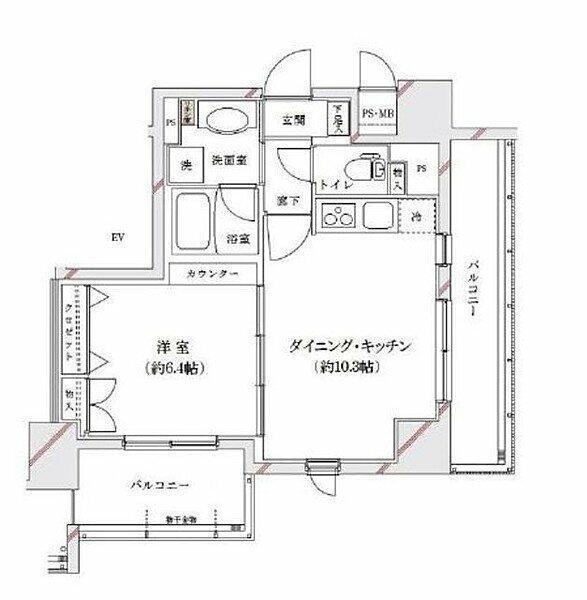 ライジングプレイス浅草弐番館(1LDK/2階)の間取り写真