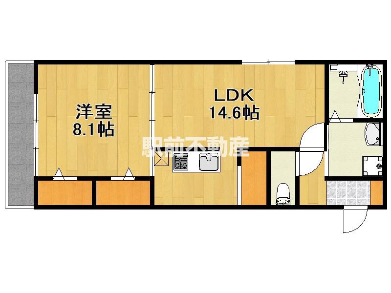 ブラン新宮中央(1LDK/2階)の間取り写真