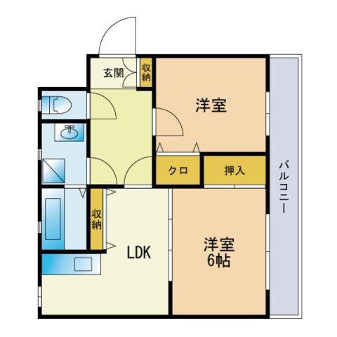 地下鉄七隈線 賀茂駅 徒歩13分 2階建 築27年(2DK/2階)の間取り写真