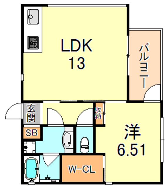 ウィステリア御影(1LDK/5階)の間取り写真