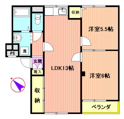 コンフォール千代田A(2LDK/3階)の間取り写真