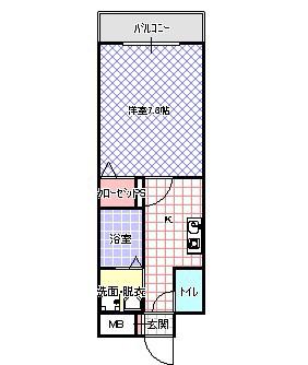 CASSIA住道(1K/2階)の間取り写真