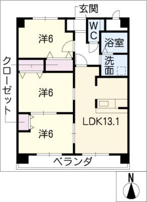 マイズフォレスト(3LDK/4階)の間取り写真