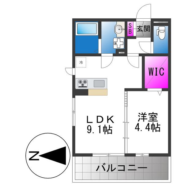 ええいろ(1LDK/3階)の間取り写真