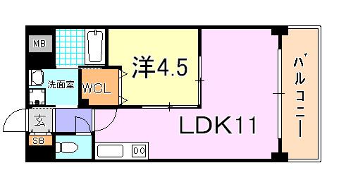 グレンパーク兵庫駅前(1LDK/6階)の間取り写真