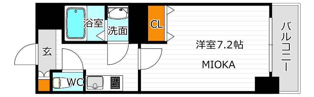 レジュールアッシュ天王寺(1K/2階)の間取り写真