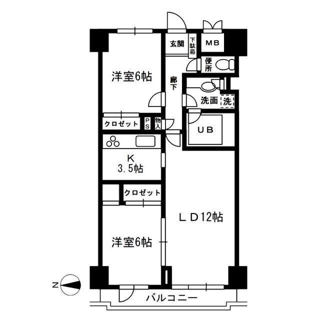 レジディア目白(2LDK/6階)の間取り写真