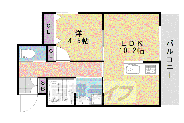 シャルレ14番館(1LDK/4階)の間取り写真