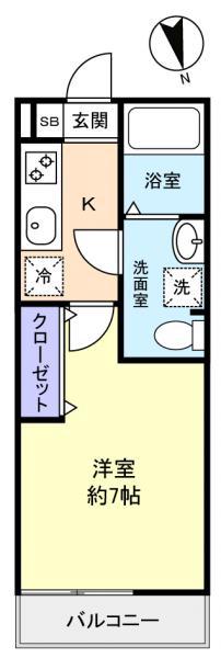 ベルメント西習志野(1K/2階)の間取り写真