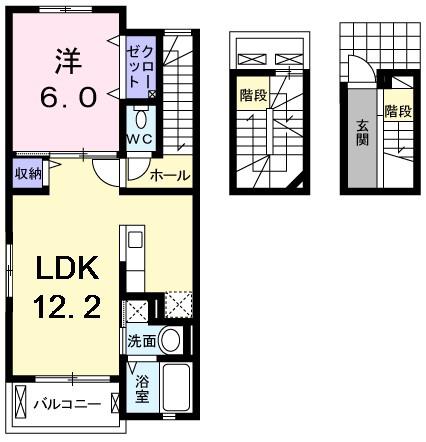 グランディール富里I(1LDK/3階)の間取り写真
