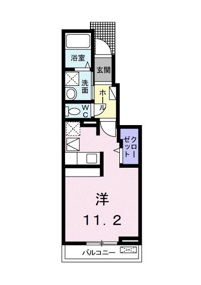 フォンテーヌ(ワンルーム/1階)の間取り写真
