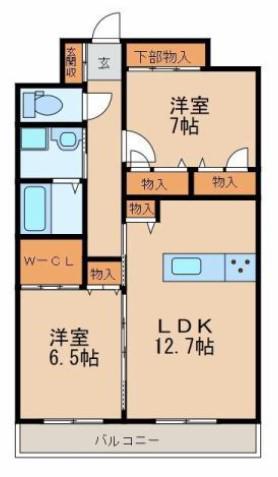 GRACE A・P・C(2LDK/2階)の間取り写真