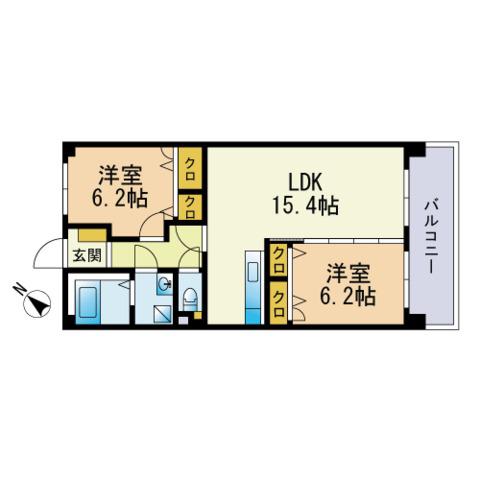 インレット平和(2LDK/7階)の間取り写真