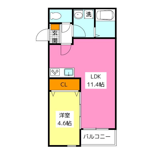 MUGINO BASE(1LDK/1階)の間取り写真
