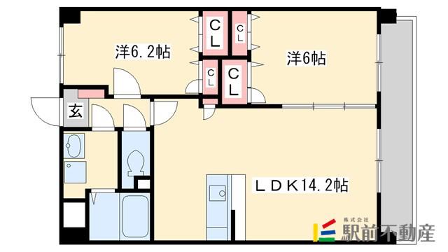 エクレール(2LDK/1階)の間取り写真