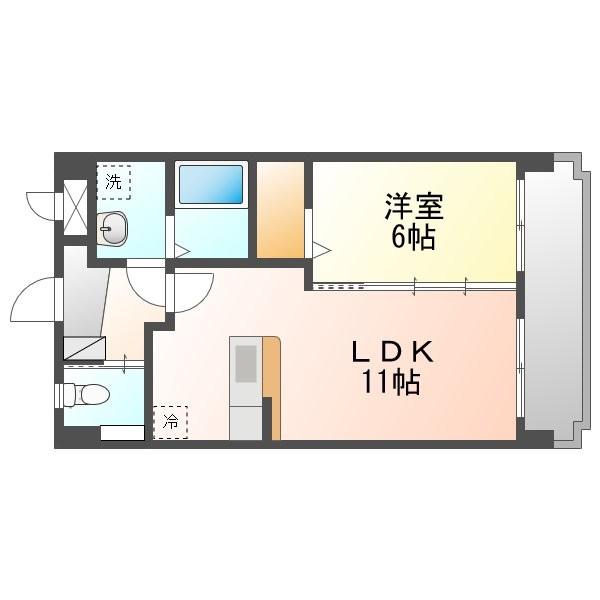 ショコラヴァーチュ(1LDK/1階)の間取り写真