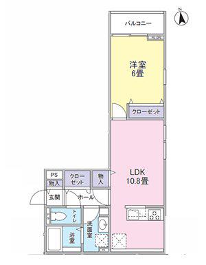 八王子市大塚AP(1LDK/1階)の間取り写真