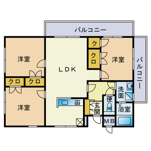 ウエストWOOD飯倉(3LDK/2階)の間取り写真
