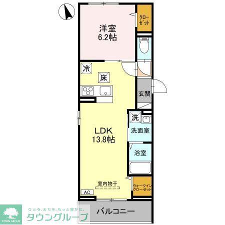 D-ROOM大瀬4丁目SMII(1LDK/1階)の間取り写真