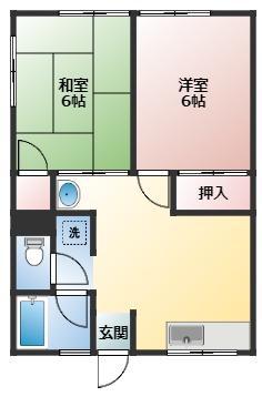 シティハイムアオキ(2DK/1階)の間取り写真